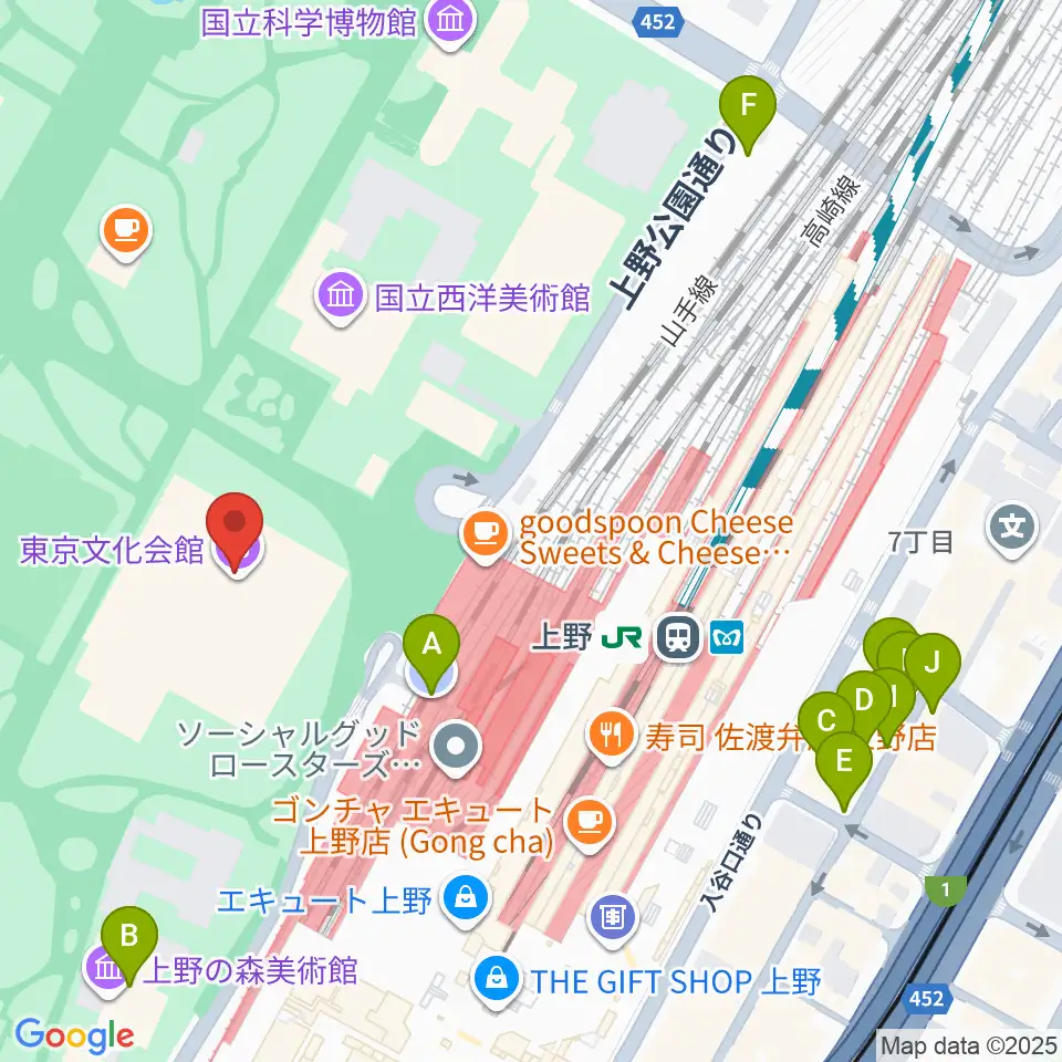 東京文化会館周辺の駐車場・コインパーキング一覧地図