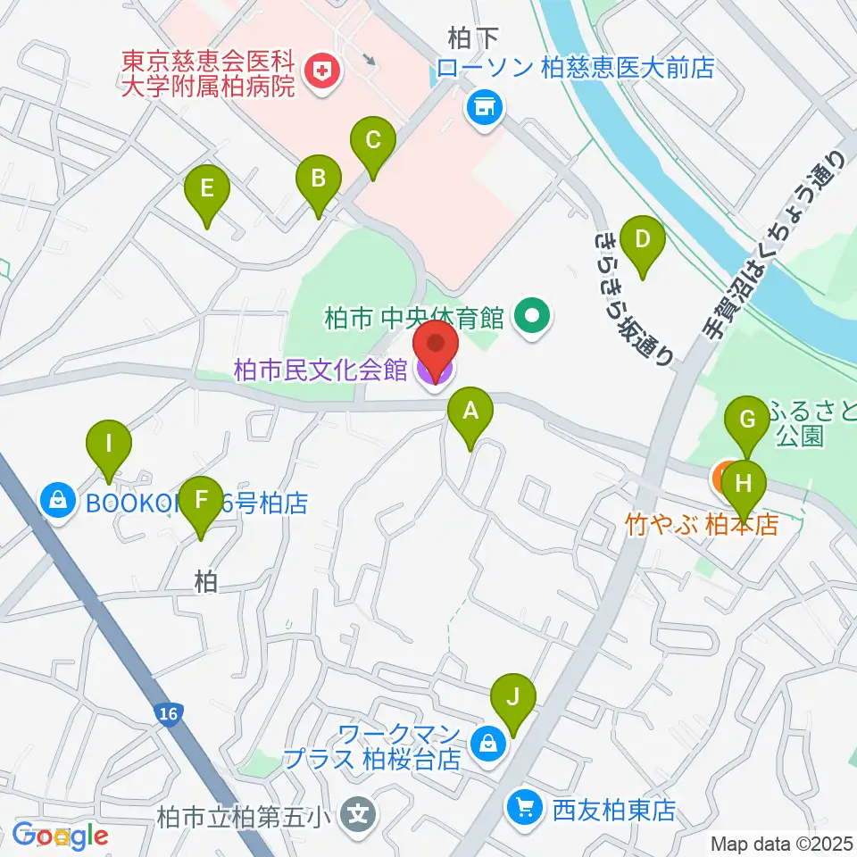 柏市民文化会館周辺の駐車場・コインパーキング一覧地図