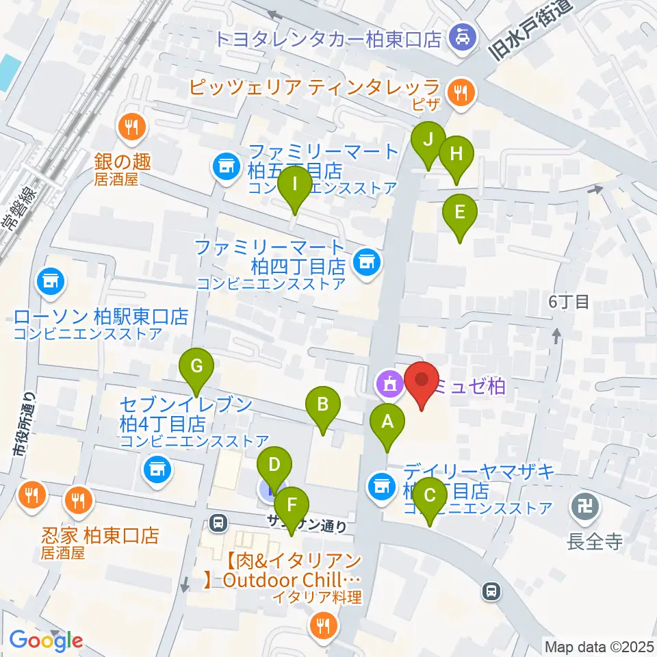 アミュゼ柏周辺の駐車場・コインパーキング一覧地図