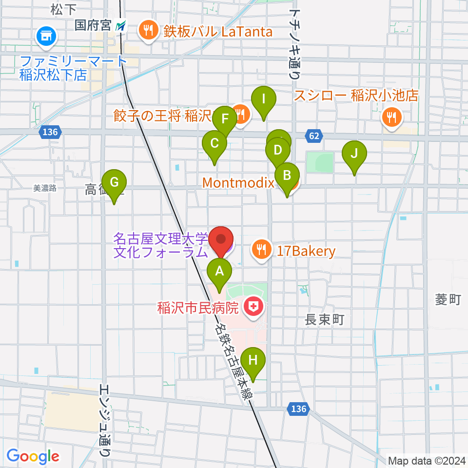 名古屋文理大学文化フォーラム周辺の駐車場・コインパーキング一覧地図