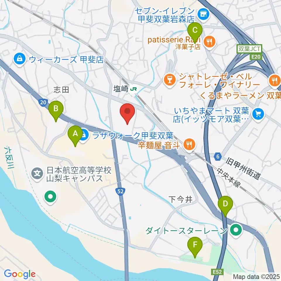 甲斐市双葉ふれあい文化館周辺の駐車場・コインパーキング一覧地図