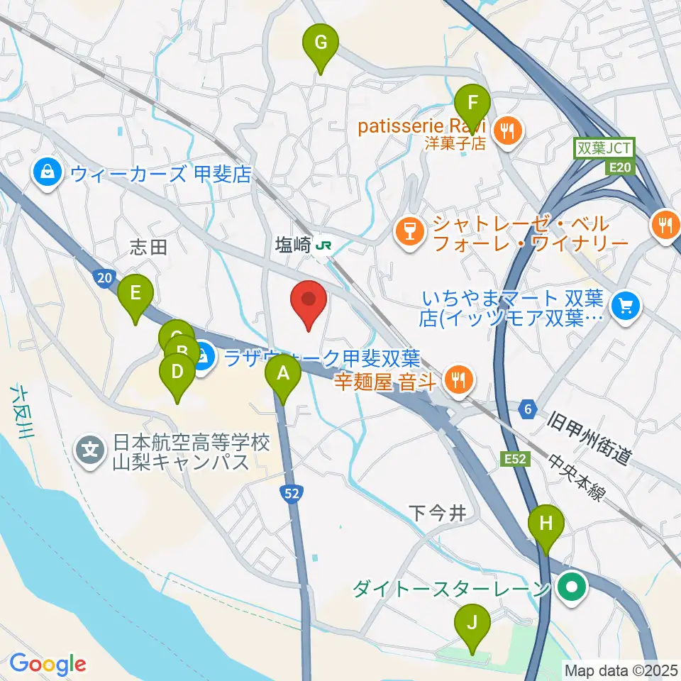 甲斐市双葉ふれあい文化館周辺の駐車場・コインパーキング一覧地図