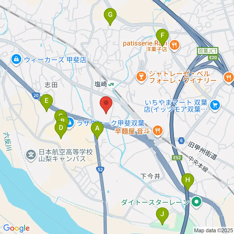 甲斐市双葉ふれあい文化館周辺の駐車場・コインパーキング一覧地図