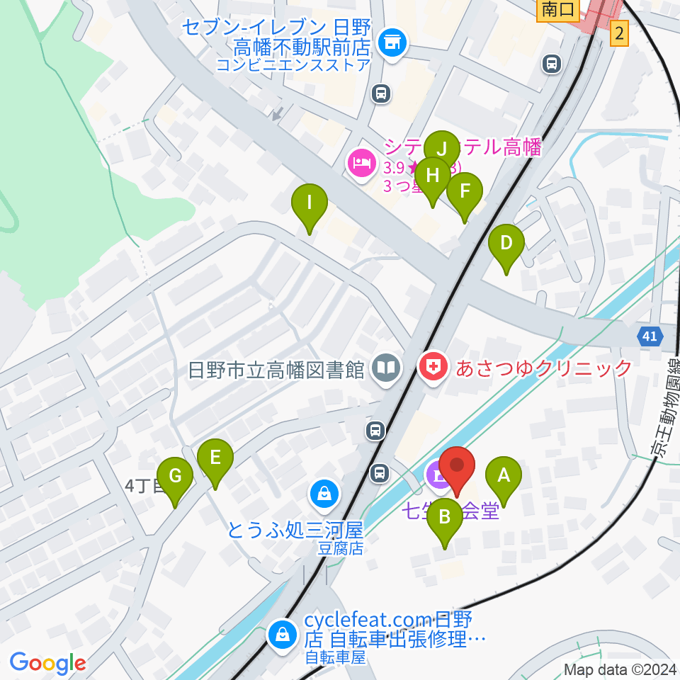 七生公会堂周辺の駐車場・コインパーキング一覧地図