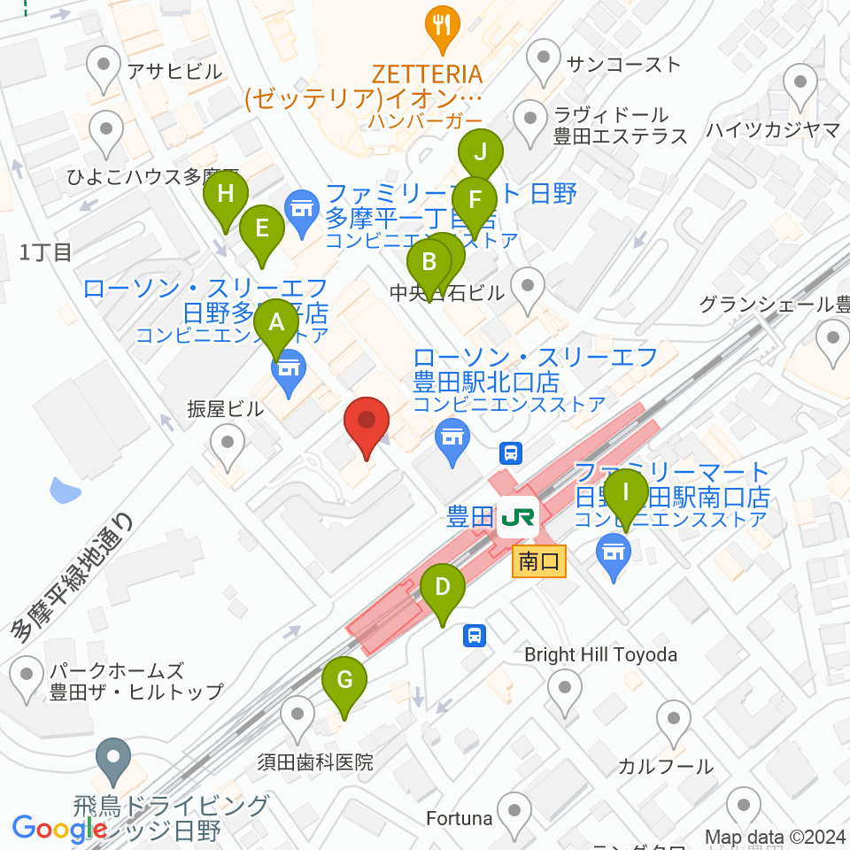 ひの市民活動支援センター周辺の駐車場・コインパーキング一覧地図