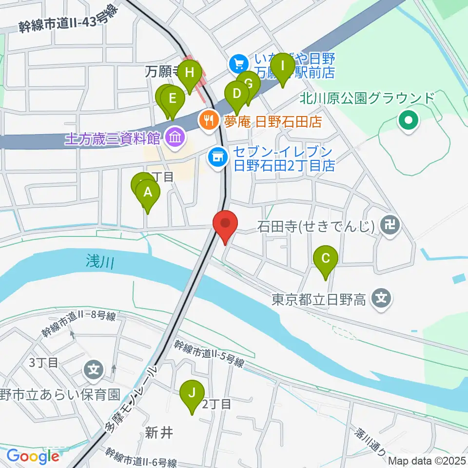 日野市東部会館周辺の駐車場・コインパーキング一覧地図