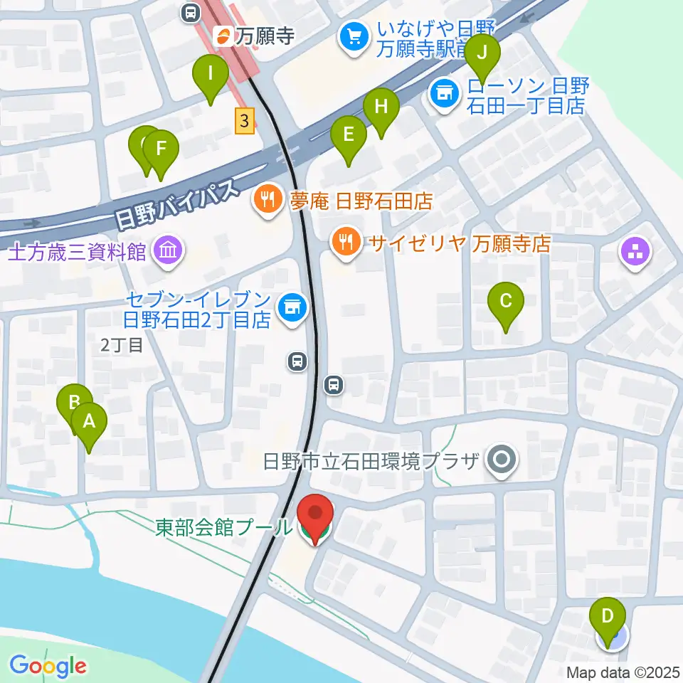 日野市東部会館周辺の駐車場・コインパーキング一覧地図