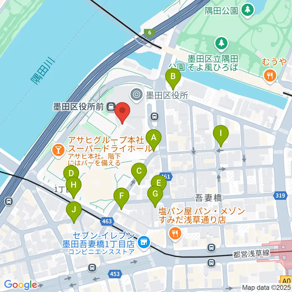 すみだリバーサイドホール周辺の駐車場・コインパーキング一覧地図