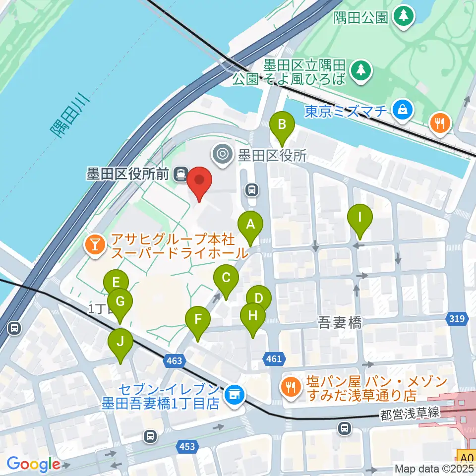 すみだリバーサイドホール周辺の駐車場・コインパーキング一覧地図