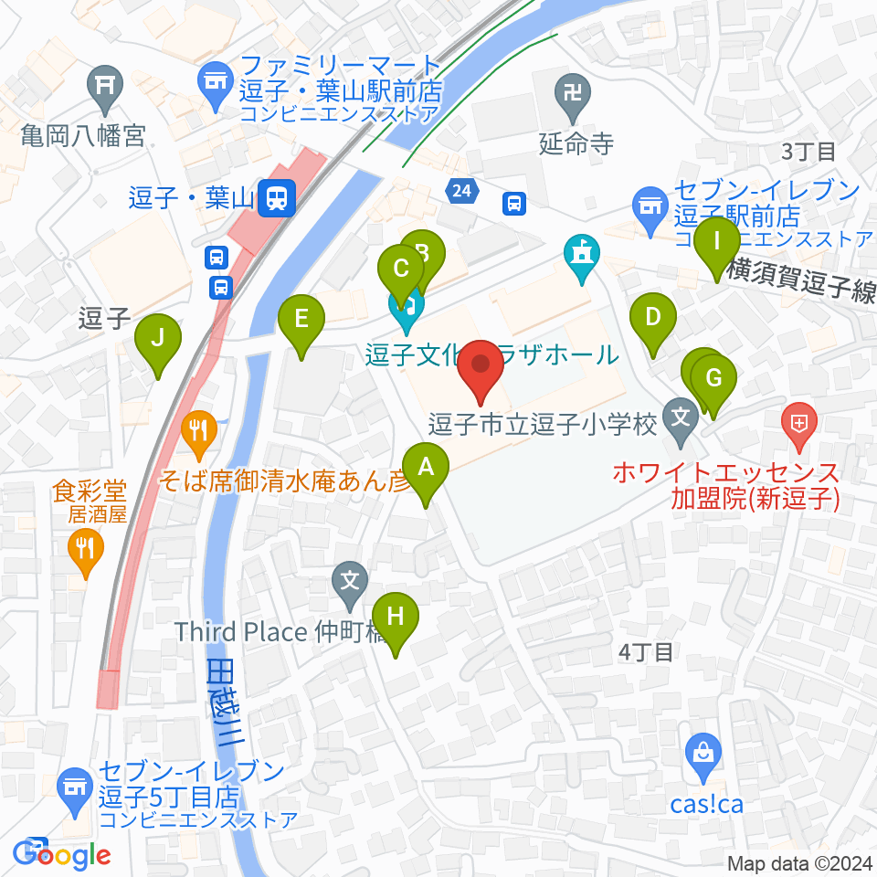 逗子文化プラザホール周辺の駐車場・コインパーキング一覧地図