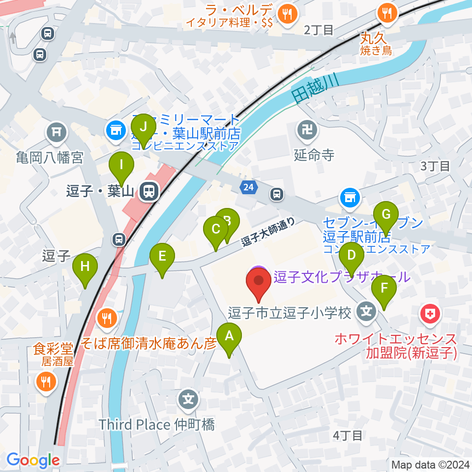 逗子文化プラザホール周辺の駐車場・コインパーキング一覧地図