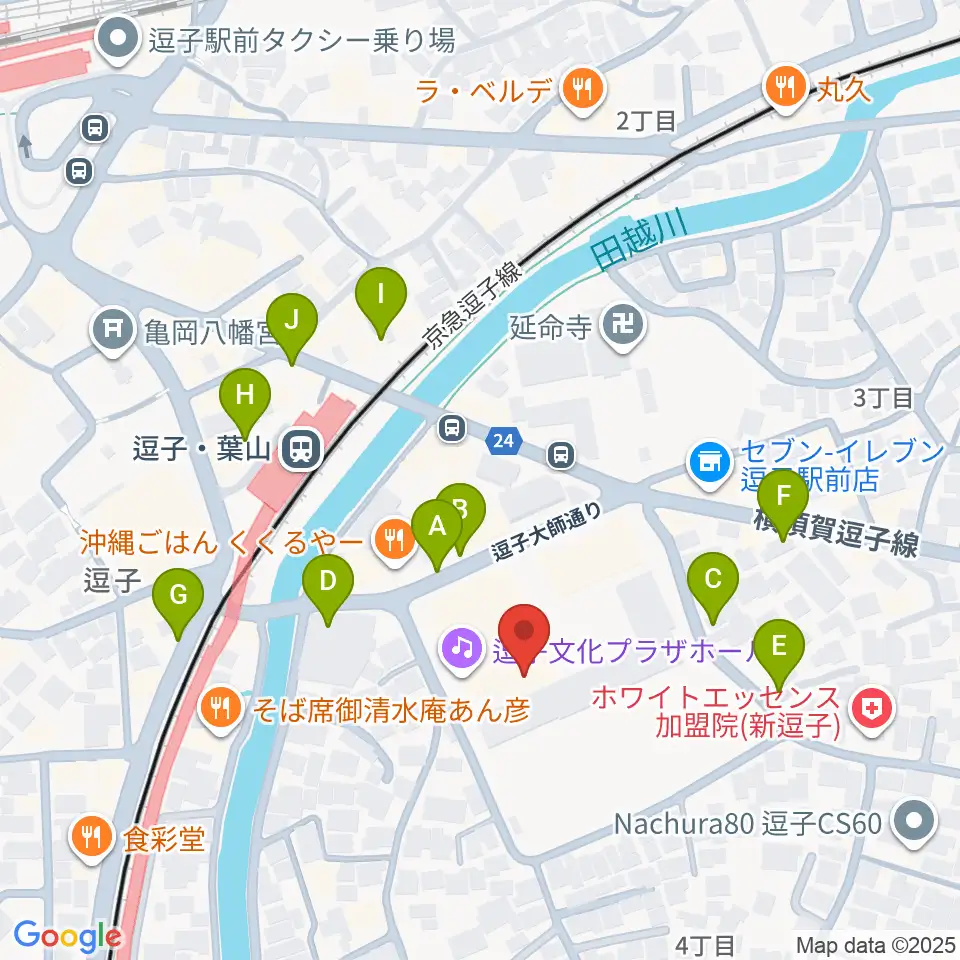 逗子文化プラザホール周辺の駐車場・コインパーキング一覧地図