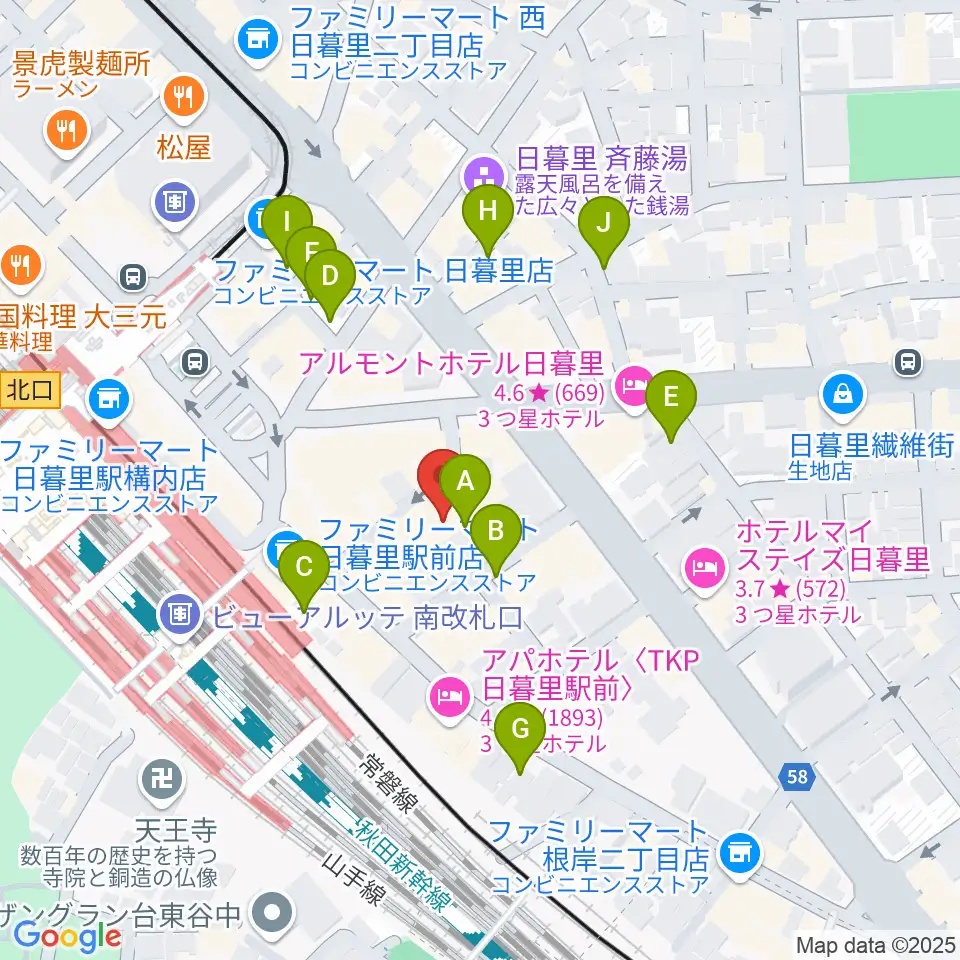 日暮里サニーホール周辺の駐車場・コインパーキング一覧地図