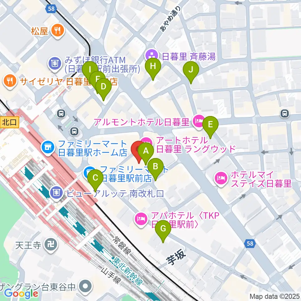 日暮里サニーホール周辺の駐車場・コインパーキング一覧地図