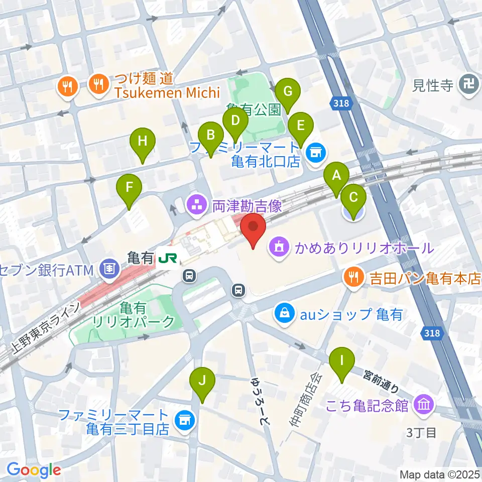 かめありリリオホール周辺の駐車場・コインパーキング一覧地図