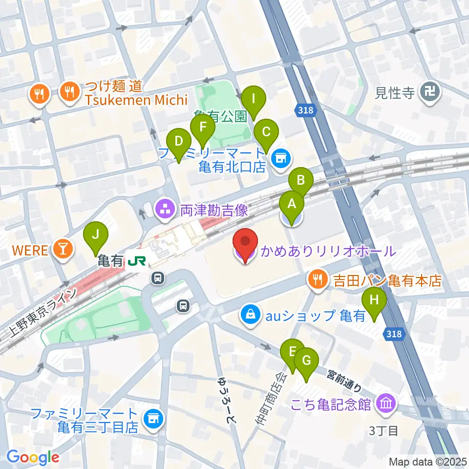 かめありリリオホール周辺の駐車場・コインパーキング一覧地図