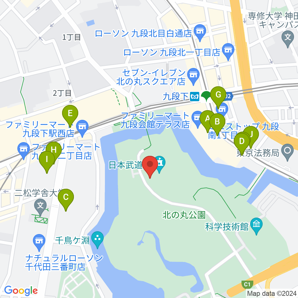 日本武道館周辺の駐車場・コインパーキング一覧地図