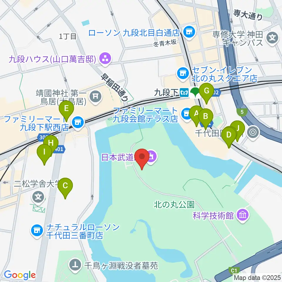 日本武道館周辺の駐車場・コインパーキング一覧地図