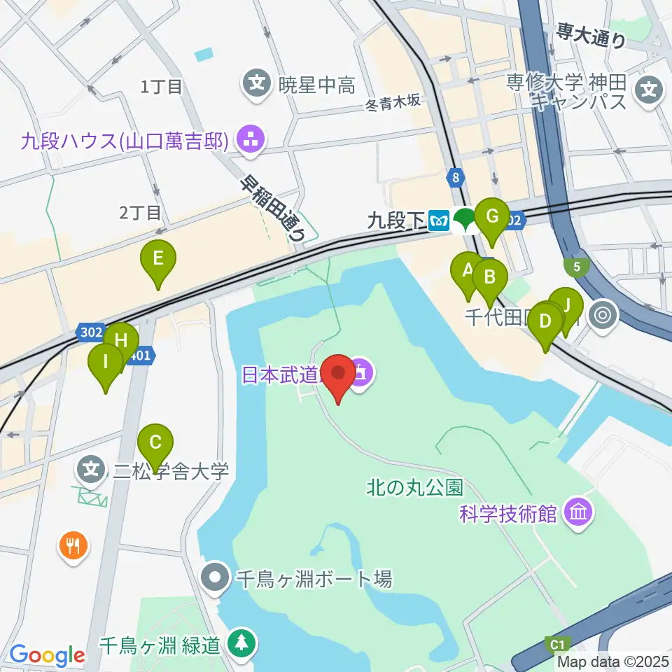 日本武道館周辺の駐車場・コインパーキング一覧地図