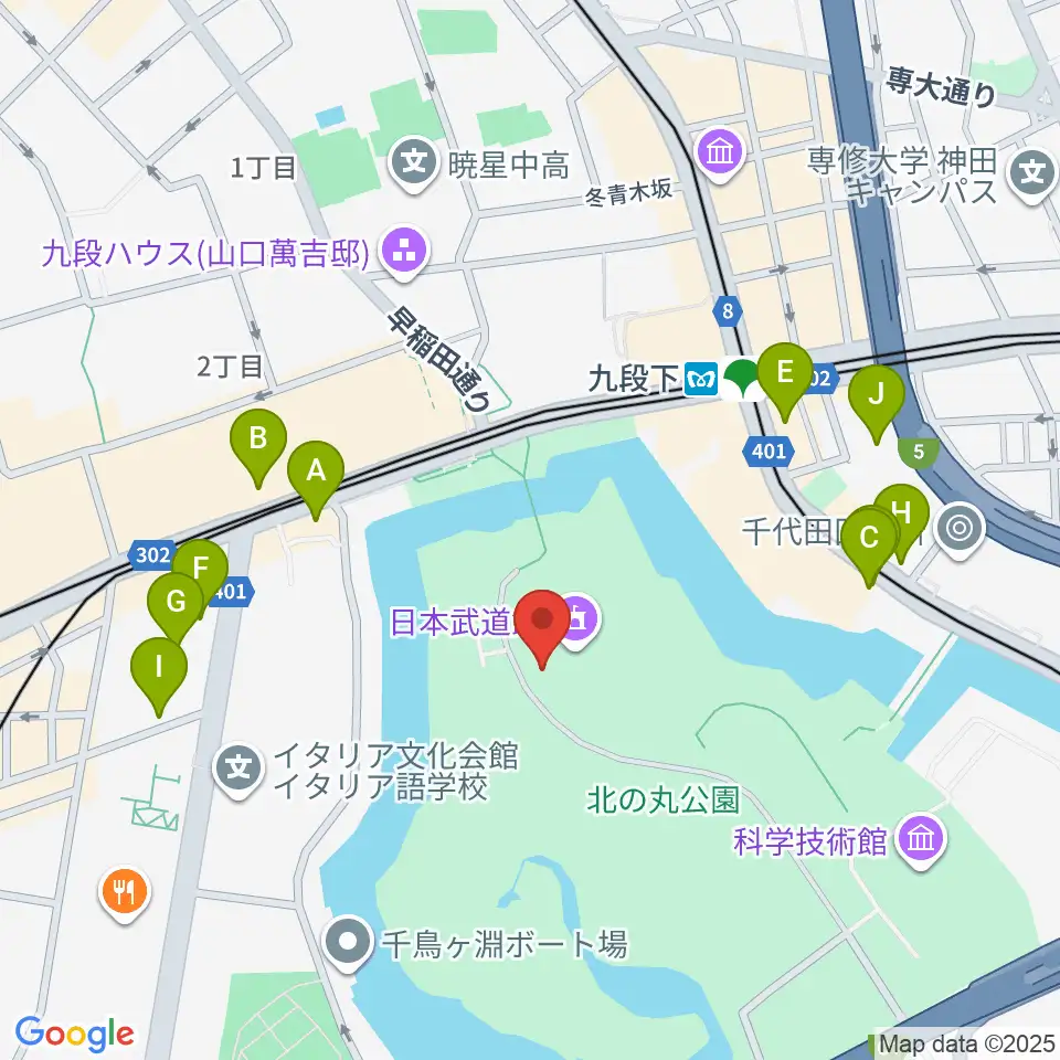 日本武道館周辺の駐車場・コインパーキング一覧地図