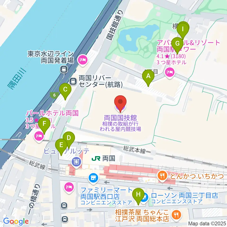 両国国技館周辺の駐車場・コインパーキング一覧地図
