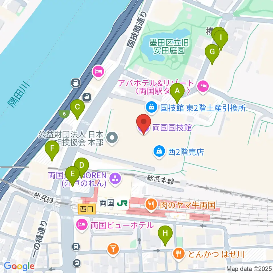 両国国技館周辺の駐車場・コインパーキング一覧地図