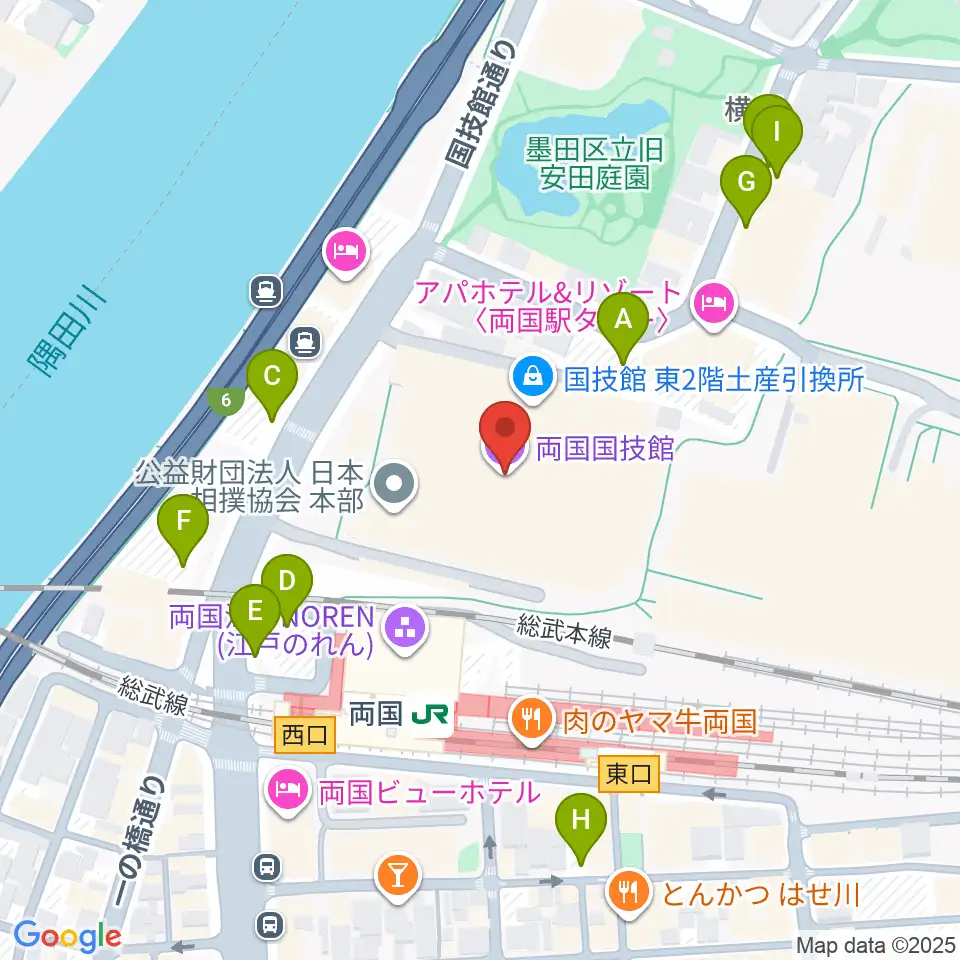 両国国技館周辺の駐車場・コインパーキング一覧地図