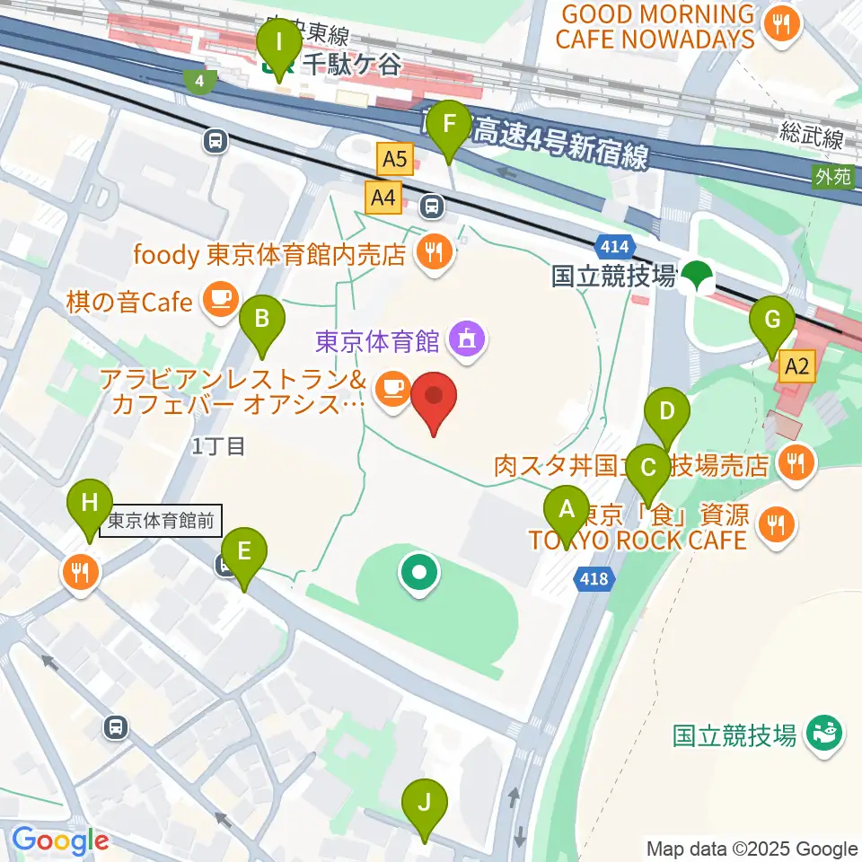 東京体育館周辺の駐車場・コインパーキング一覧地図