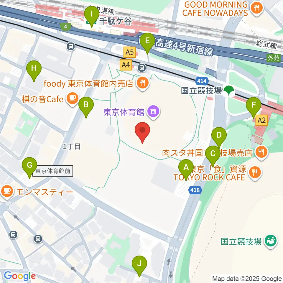 東京体育館周辺の駐車場・コインパーキング一覧地図