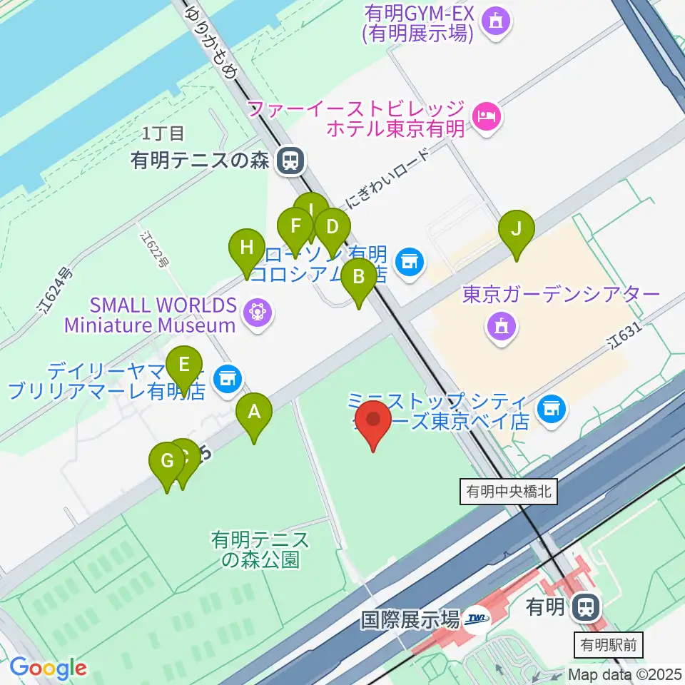 有明コロシアム周辺の駐車場・コインパーキング一覧地図