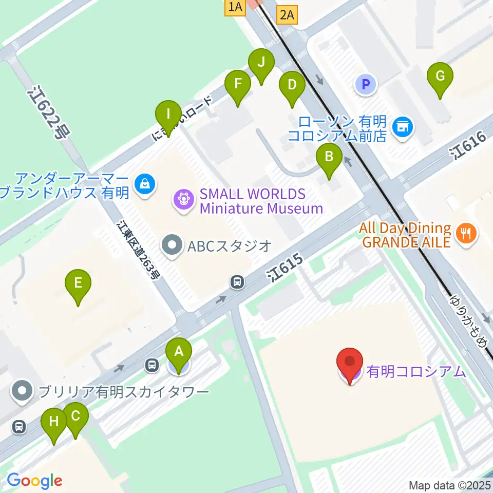 有明コロシアム周辺の駐車場・コインパーキング一覧地図