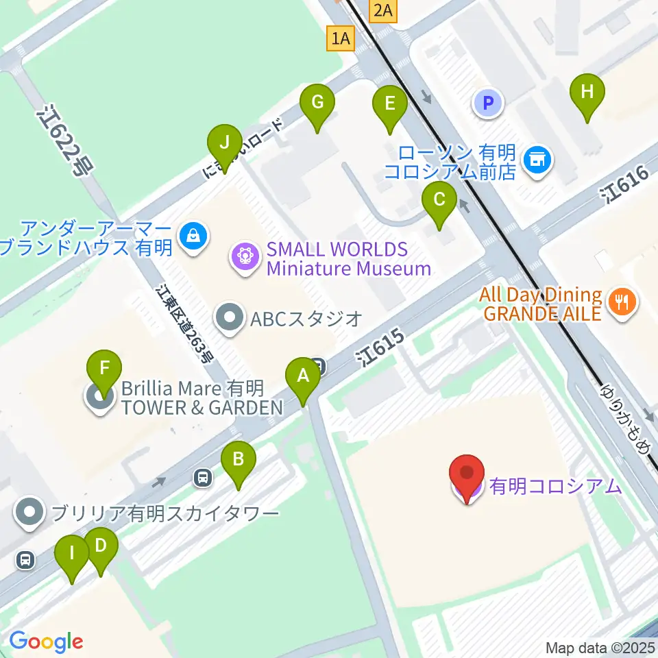 有明コロシアム周辺の駐車場・コインパーキング一覧地図