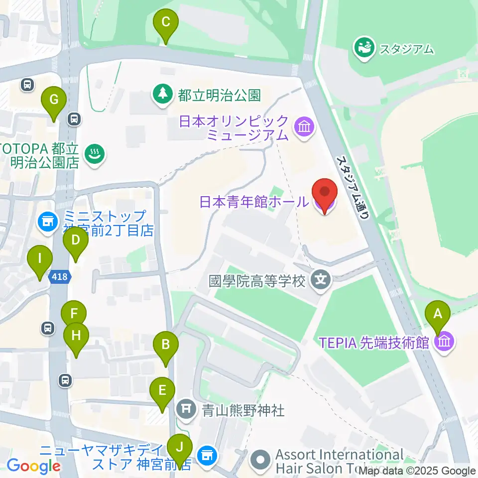 日本青年館ホール周辺の駐車場・コインパーキング一覧地図