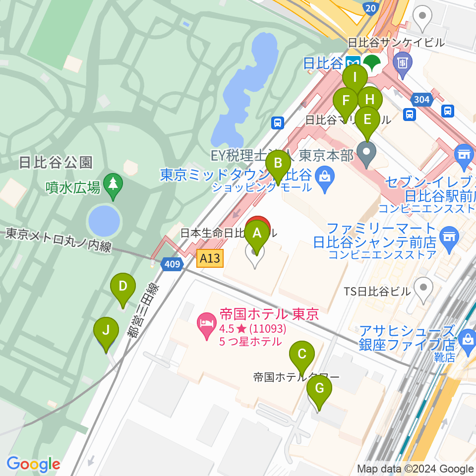 日生劇場周辺の駐車場・コインパーキング一覧地図