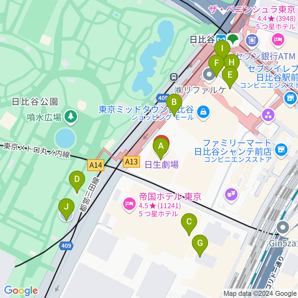 日生劇場周辺の駐車場・コインパーキング一覧地図