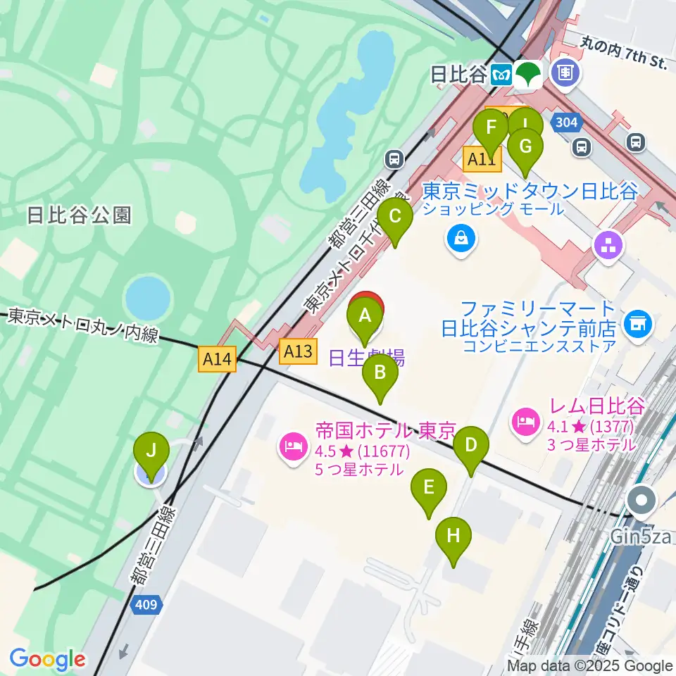日生劇場周辺の駐車場・コインパーキング一覧地図