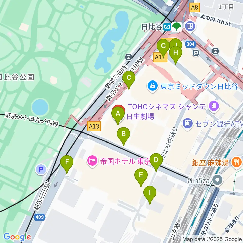 日生劇場周辺の駐車場・コインパーキング一覧地図