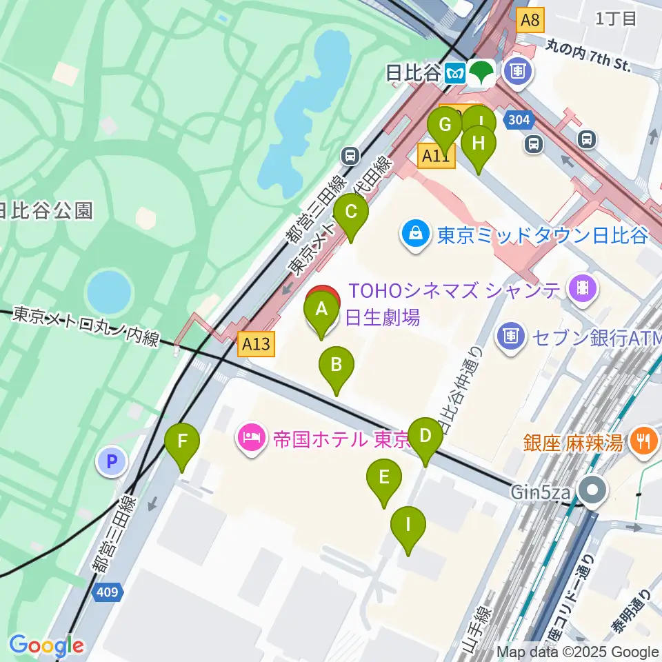 日生劇場周辺の駐車場・コインパーキング一覧地図