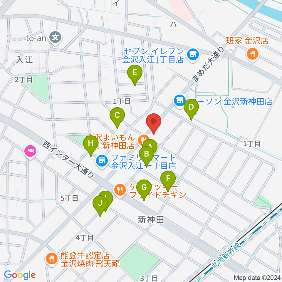 北陸楽器周辺の駐車場・コインパーキング一覧地図