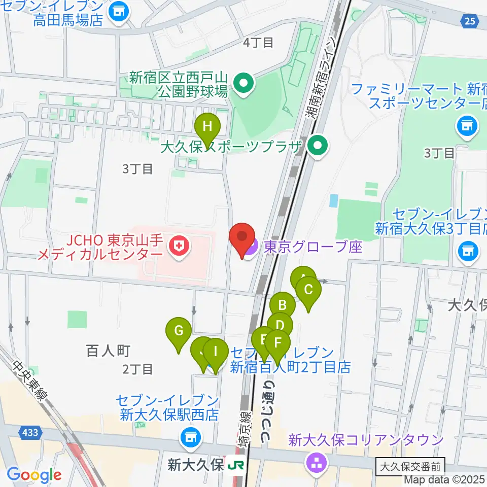 東京グローブ座周辺の駐車場・コインパーキング一覧地図