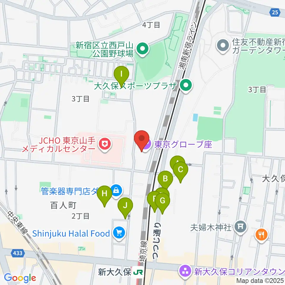 東京グローブ座周辺の駐車場・コインパーキング一覧地図