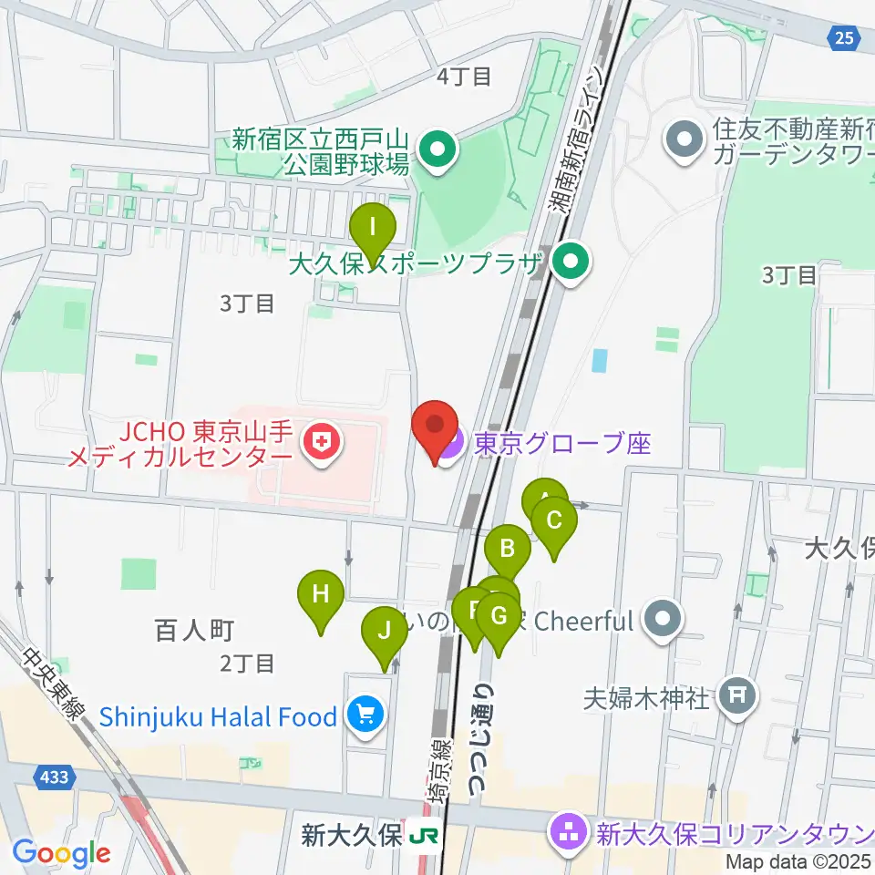 東京グローブ座周辺の駐車場・コインパーキング一覧地図