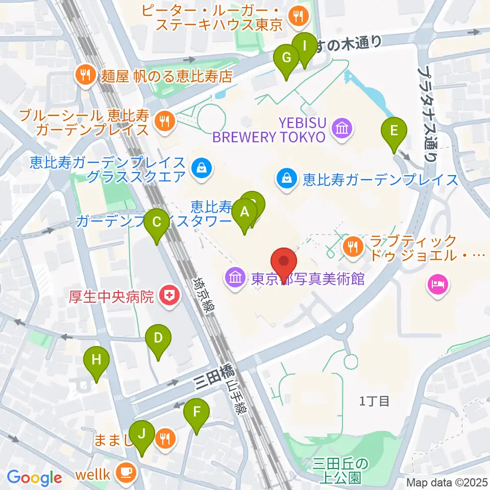 恵比寿ザ・ガーデンホール／ルーム周辺の駐車場・コインパーキング一覧地図