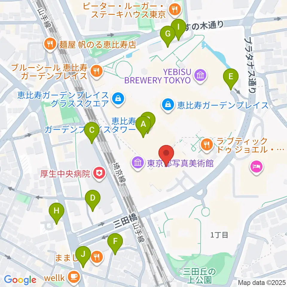 恵比寿ザ・ガーデンホール／ルーム周辺の駐車場・コインパーキング一覧地図