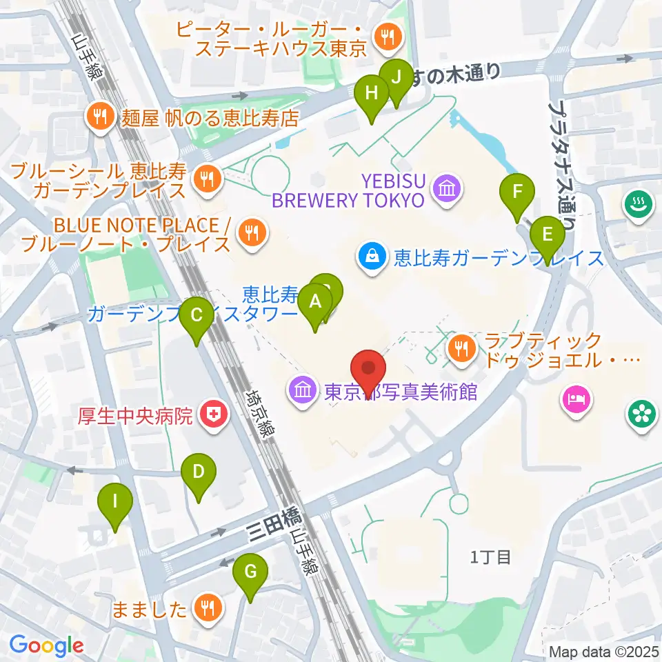 恵比寿ザ・ガーデンホール／ルーム周辺の駐車場・コインパーキング一覧地図
