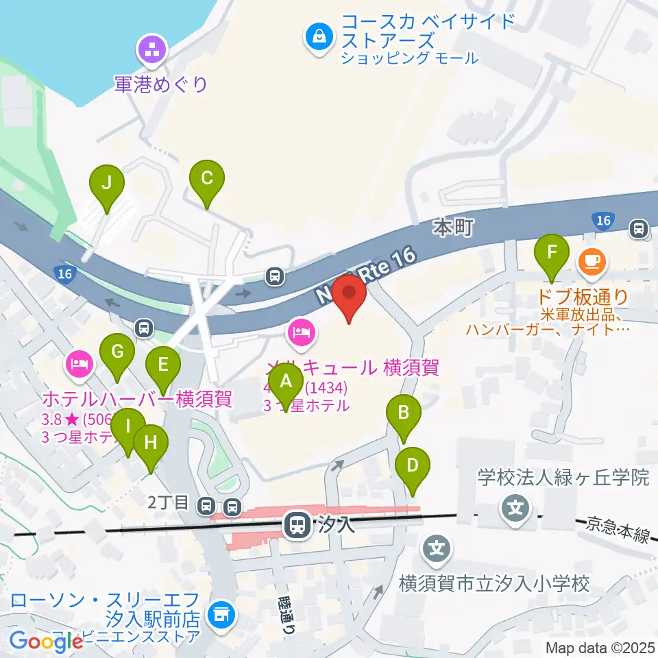 横須賀芸術劇場周辺の駐車場・コインパーキング一覧地図