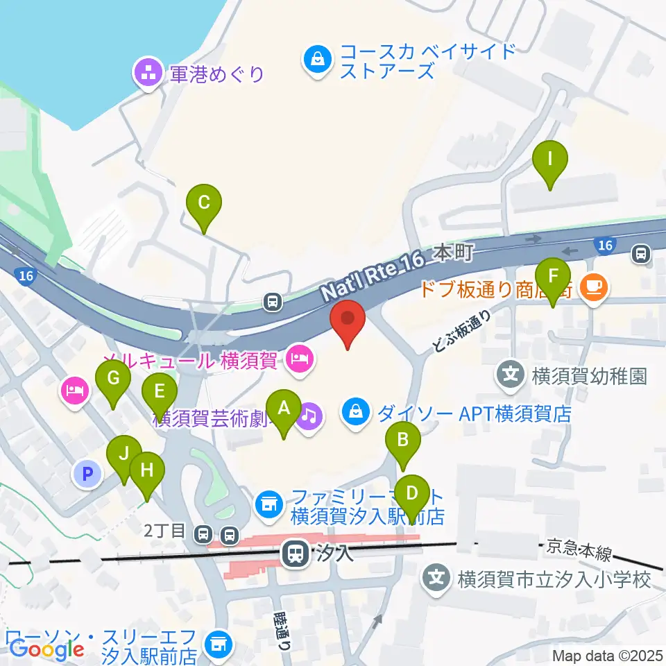 横須賀芸術劇場周辺の駐車場・コインパーキング一覧地図