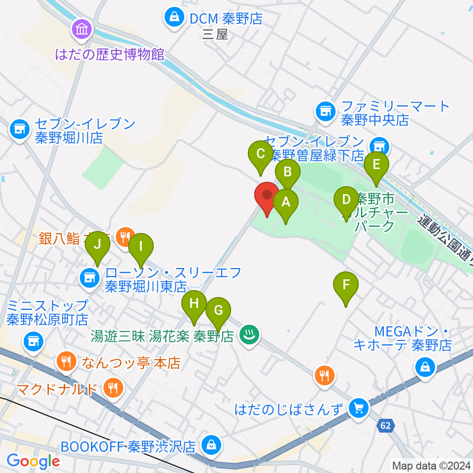 クアーズテック秦野カルチャーホール周辺の駐車場・コインパーキング一覧地図