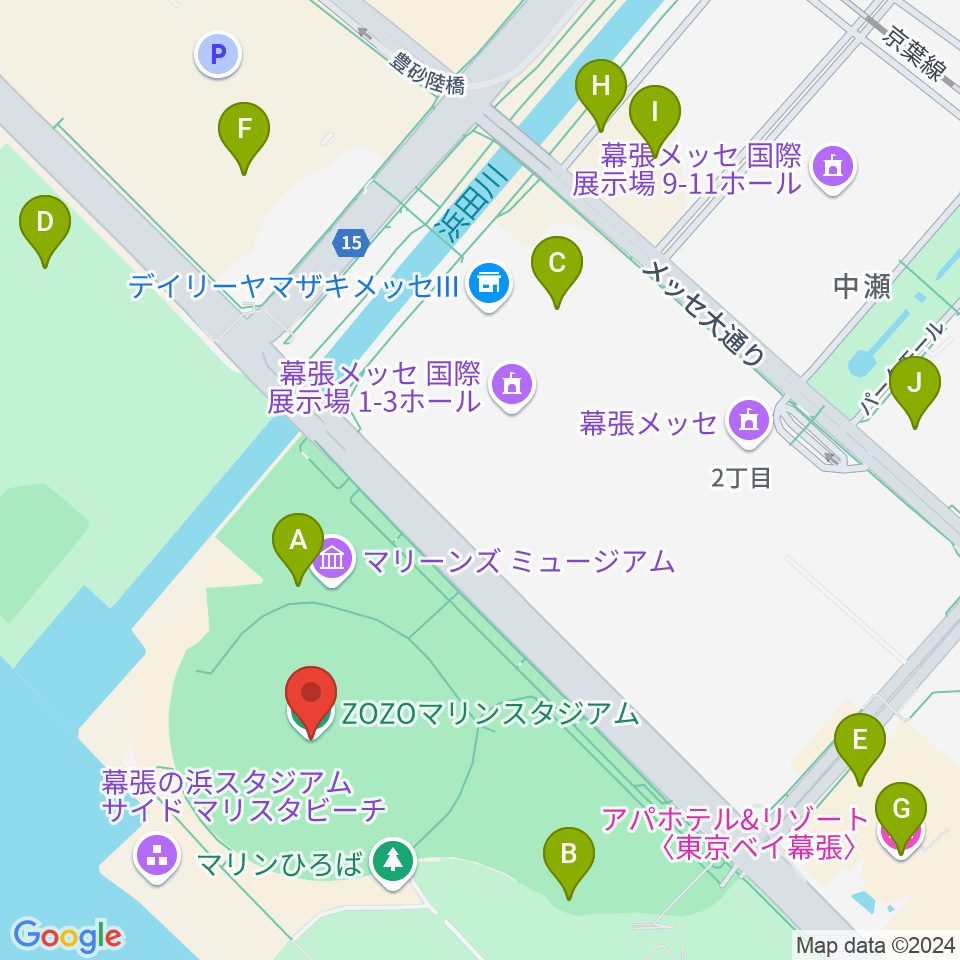 ZOZOマリンスタジアム周辺の駐車場・コインパーキング一覧地図