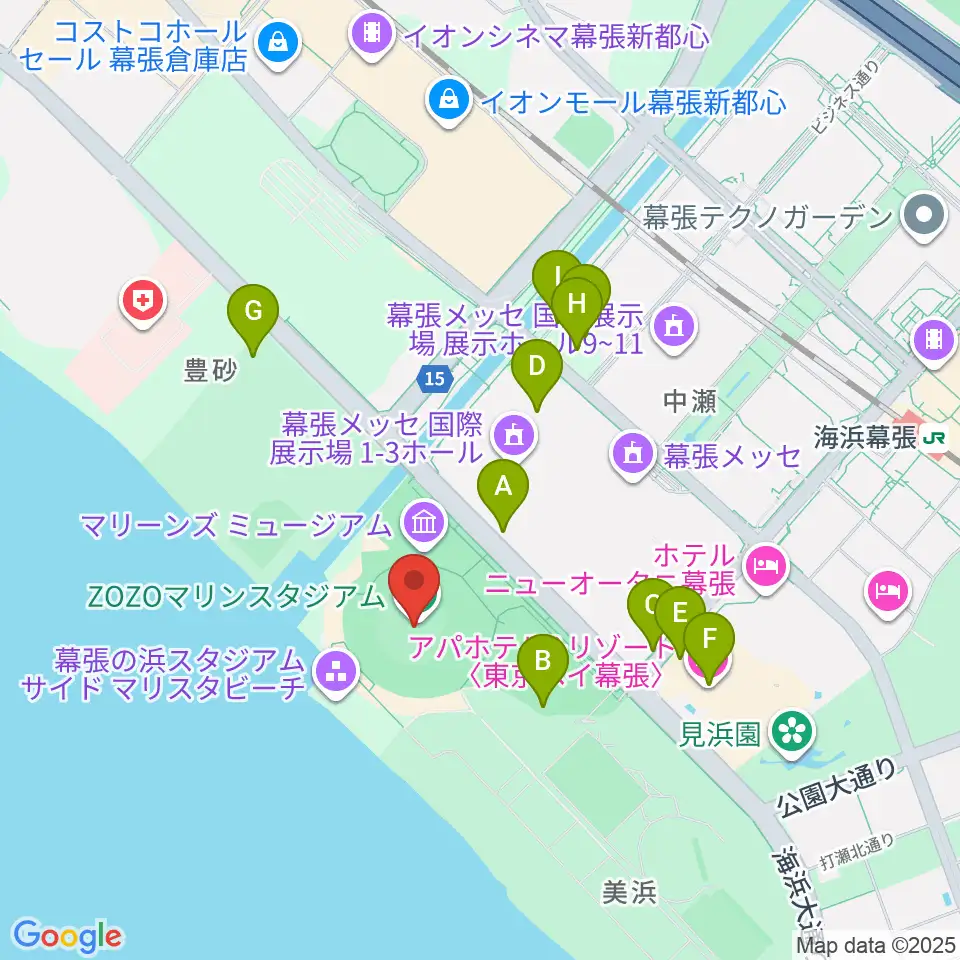 ZOZOマリンスタジアム周辺の駐車場・コインパーキング一覧地図